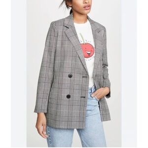Madewell Black Plaid Double Breasted Blazer